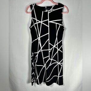Tommy Hilfiger Black and White Abstract Midi Dress